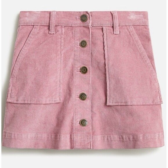 J. Crew Pink Patch Pocket Corduroy Button Down Mini Skirt Girls Size 8 Crew Cuts - Picture 13 of 13